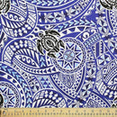 Polynesian Tribal Turtle Print Fabric- brown/red/blue-  PC231 - Muumuu Outlet