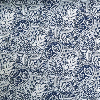 Polynesian Tribal Tapa Turtle Print 100%  Cotton - Black and Navy C228BBL - Muumuu Outlet