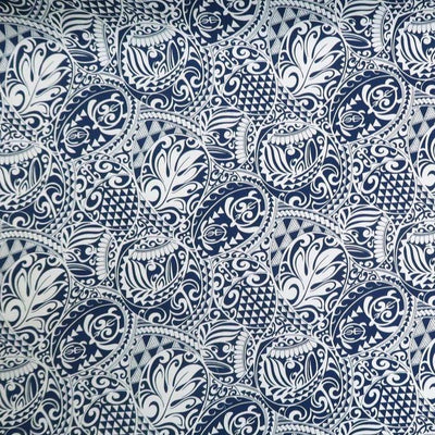 Polynesian Tribal Tapa Turtle Print 100%  Cotton - Black and Navy C228BBL - Muumuu Outlet