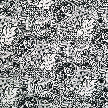 Polynesian Tribal Tapa Turtle Print 100%  Cotton - Black and Navy C228BBL - Muumuu Outlet