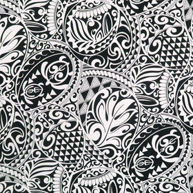 Polynesian Tribal Tapa Turtle Print 100%  Cotton - Black and Navy C228BBL - Muumuu Outlet