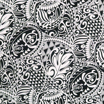 Polynesian Tribal Tapa Turtle Print 100%  Cotton - Black and Navy C228BBL - Muumuu Outlet