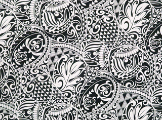 Polynesian Tribal Tapa Turtle Print 100%  Cotton - Black and Navy C228BBL - Muumuu Outlet