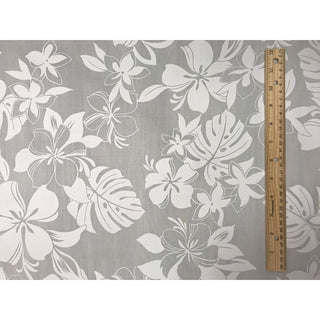White Hawaiian Print Poly Cotton Fabric - Muumuu Outlet