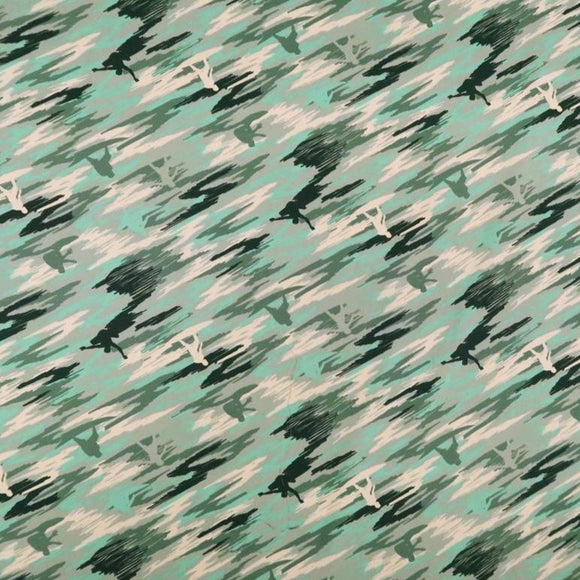 Camouflage Surfer Fabric | Green/Blue/Turquoise - Muumuu Outlet