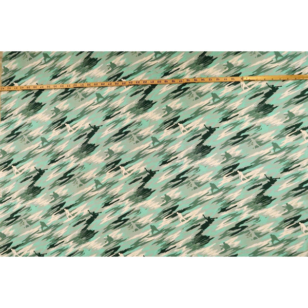 Camouflage Surfer Fabric | Green/Blue/Turquoise - Muumuu Outlet