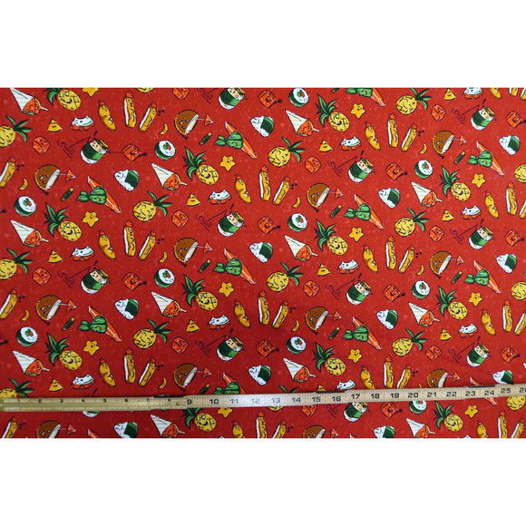 Hawaiian Food Print Paradise| Coconut, Musubi, Katsu, Laulau - Muumuu Outlet