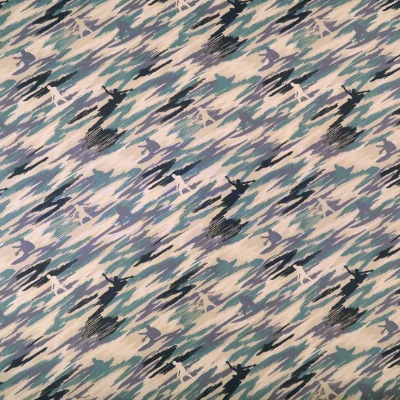 Camouflage Surfer Fabric | Green/Blue/Turquoise - Muumuu Outlet