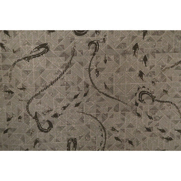 Fish Hook Hawaiian Shirt Fabric | Blue/Grey/Orange - Muumuu Outlet