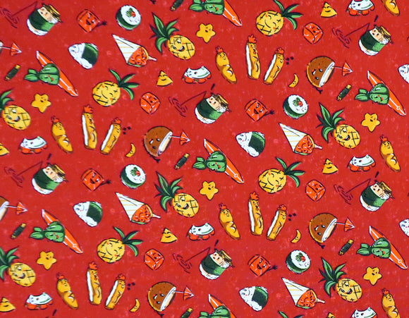 Hawaiian Food Print Paradise| Coconut, Musubi, Katsu, Laulau - Muumuu Outlet