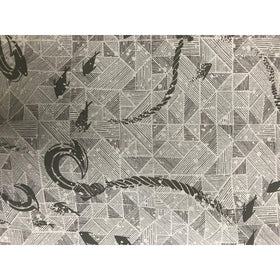 Fish Hook Hawaiian Shirt Fabric | Blue/Grey/Orange - Muumuu Outlet