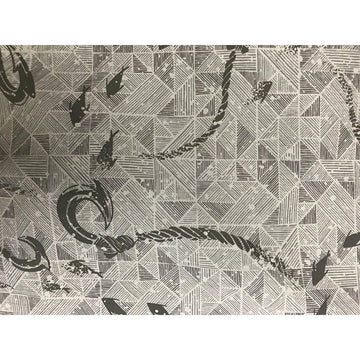 Fish Hook Hawaiian Shirt Fabric | Blue/Grey/Orange - Muumuu Outlet