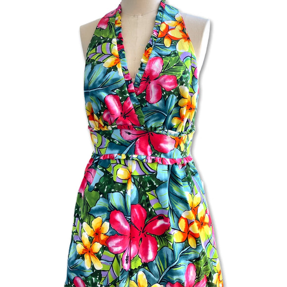 Tropical Hawaiian Flower Sleeveless Summer Dress | Pink 5204