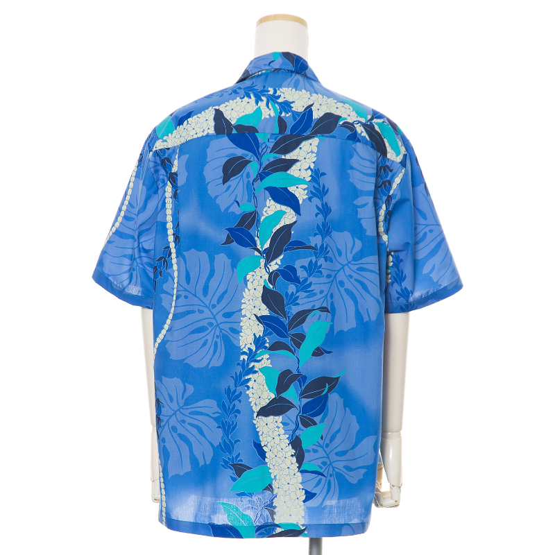 Lei Print Hawaiian Shirt | Blue - Muumuu Outlet