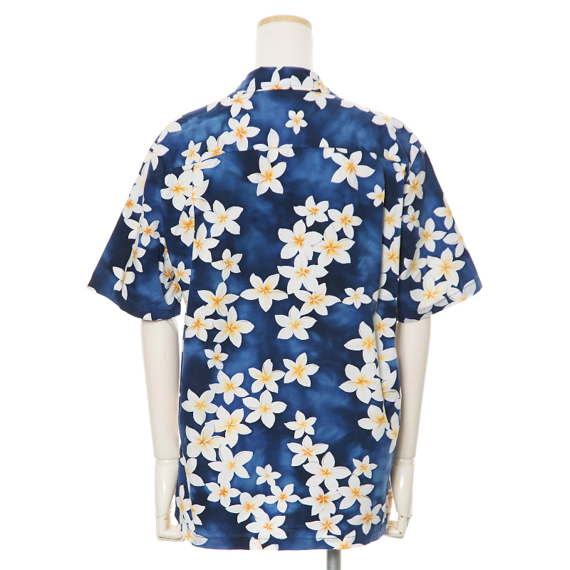 Plumeria Shower Cotton Hawaiian Shirt | Blue - Muumuu Outlet