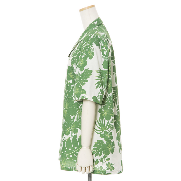 Green Hibiscus Hawaiian Shirt | Green - Muumuu Outlet
