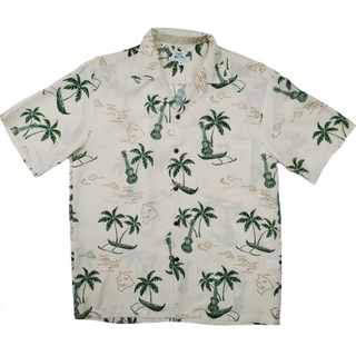 Pineapple Vintage Inspired Rayon Hawaiian Shirt | White - Muumuu Outlet