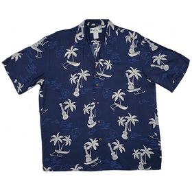 Pineapple Vintage Inspired Rayon Hawaiian Shirt | Navy - Muumuu Outlet