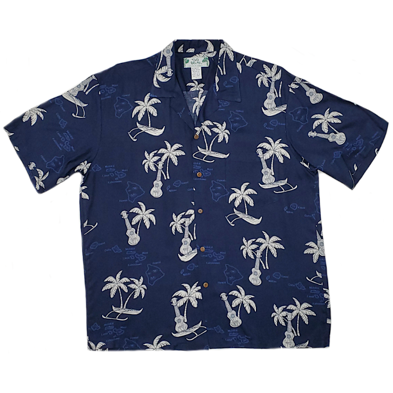 Pineapple Vintage Inspired Rayon Hawaiian Shirt | Navy - Muumuu Outlet