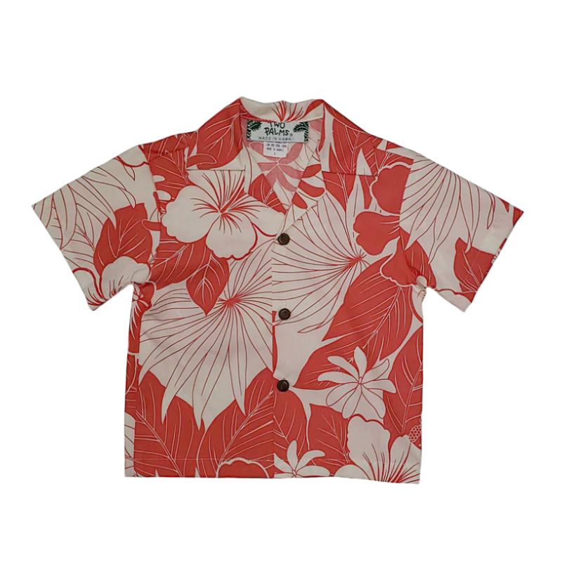 Hibiscus Red and Cream boys shirt