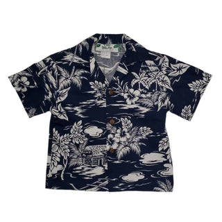 Vintage Boy's Hawaiian Shirt Navy