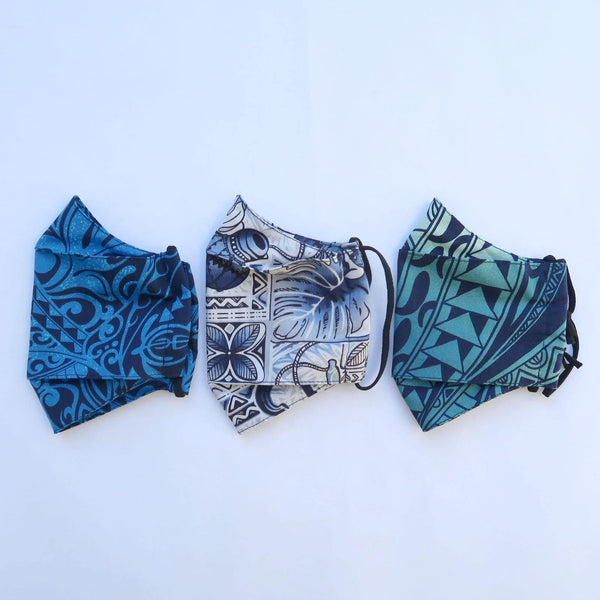 Blue Hawaiian Fabric Face Mask - Muumuu Outlet