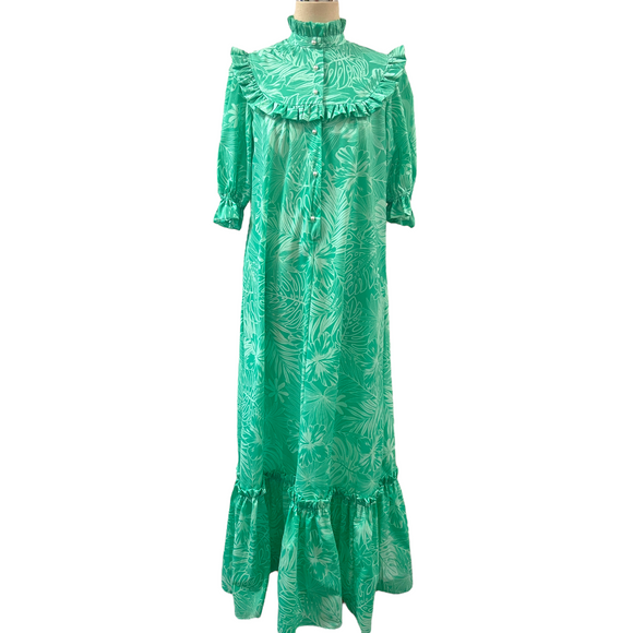 Mint Green HighNeck Muumuu Hibiscus