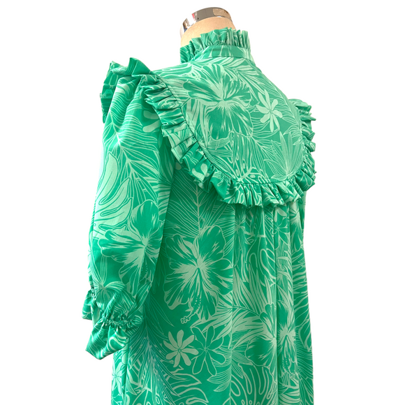 Mint Green HighNeck Muumuu Hibiscus