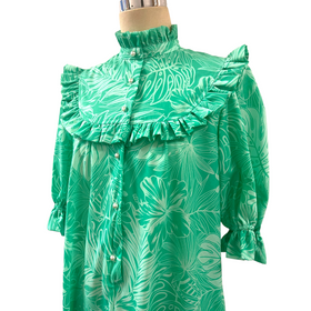 Mint Green HighNeck Muumuu Hibiscus