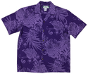 Monstera and Palm Leaf Purple Hawaiian Shirt