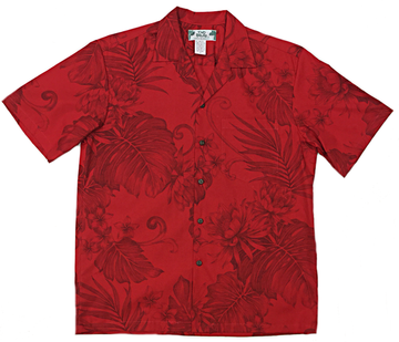 Red monster print hawaiian shirt