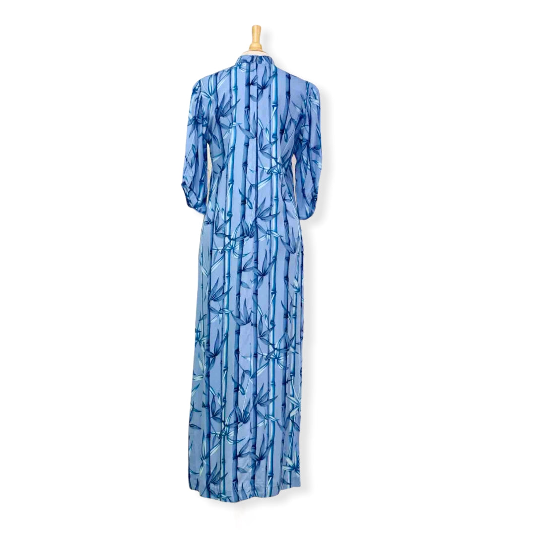 Chinese Style Blue Bamboo Rayon Dress with Mandarin Collar 2004 - 0