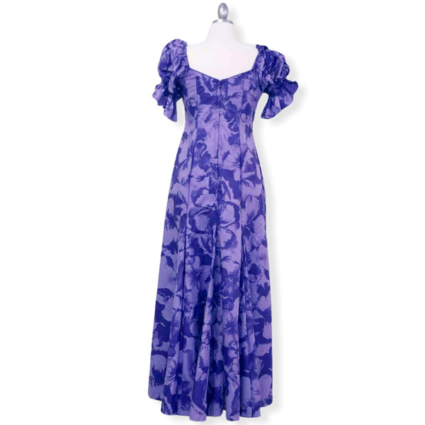Purple Half Sleeve Hibiscus Dress | Purple 2866