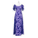 パープルハーフスリーブハイビスカスドレス|紫の