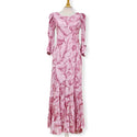 Pink Banana Leaf Rayon Long Hawaiian Dress 2701
