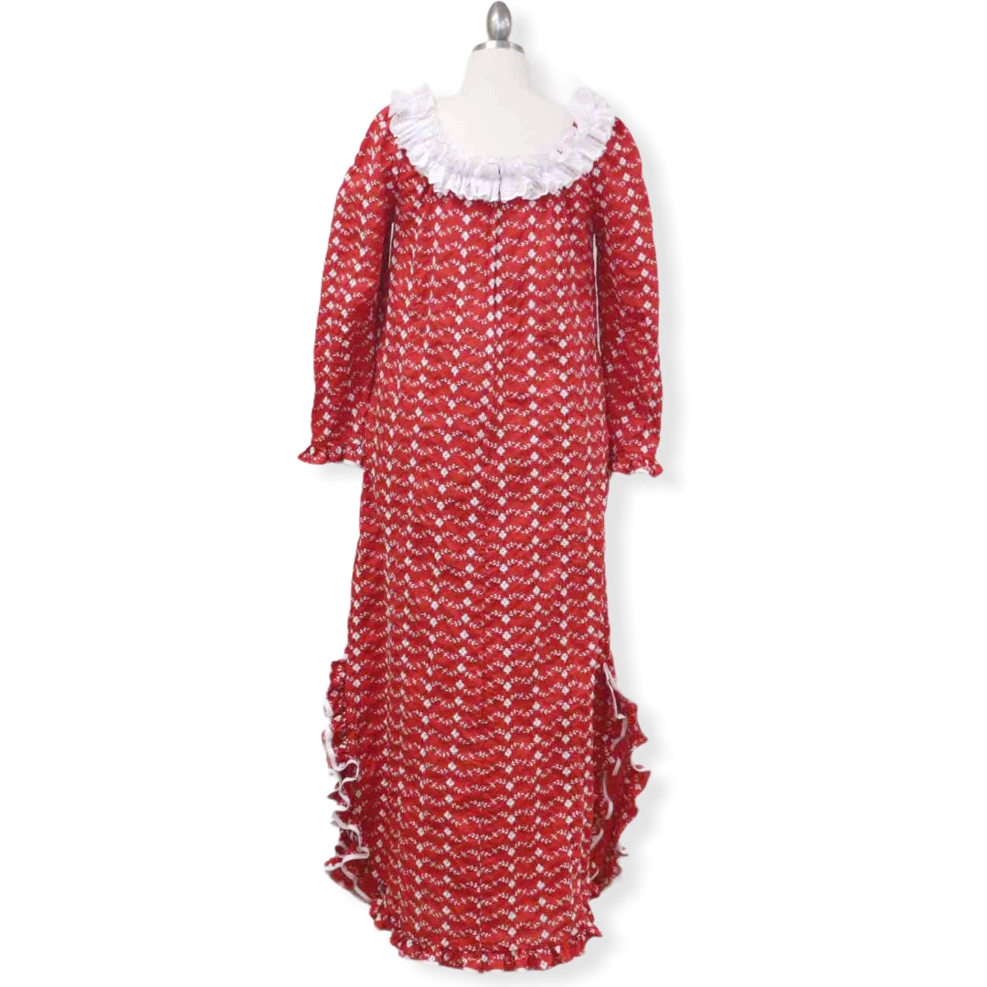 Red Muumuu Dress with White Lace Trim | Eyelet Red 6303