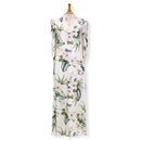 White Velvet Trim Mandarin Collar Hibiscus Dress 