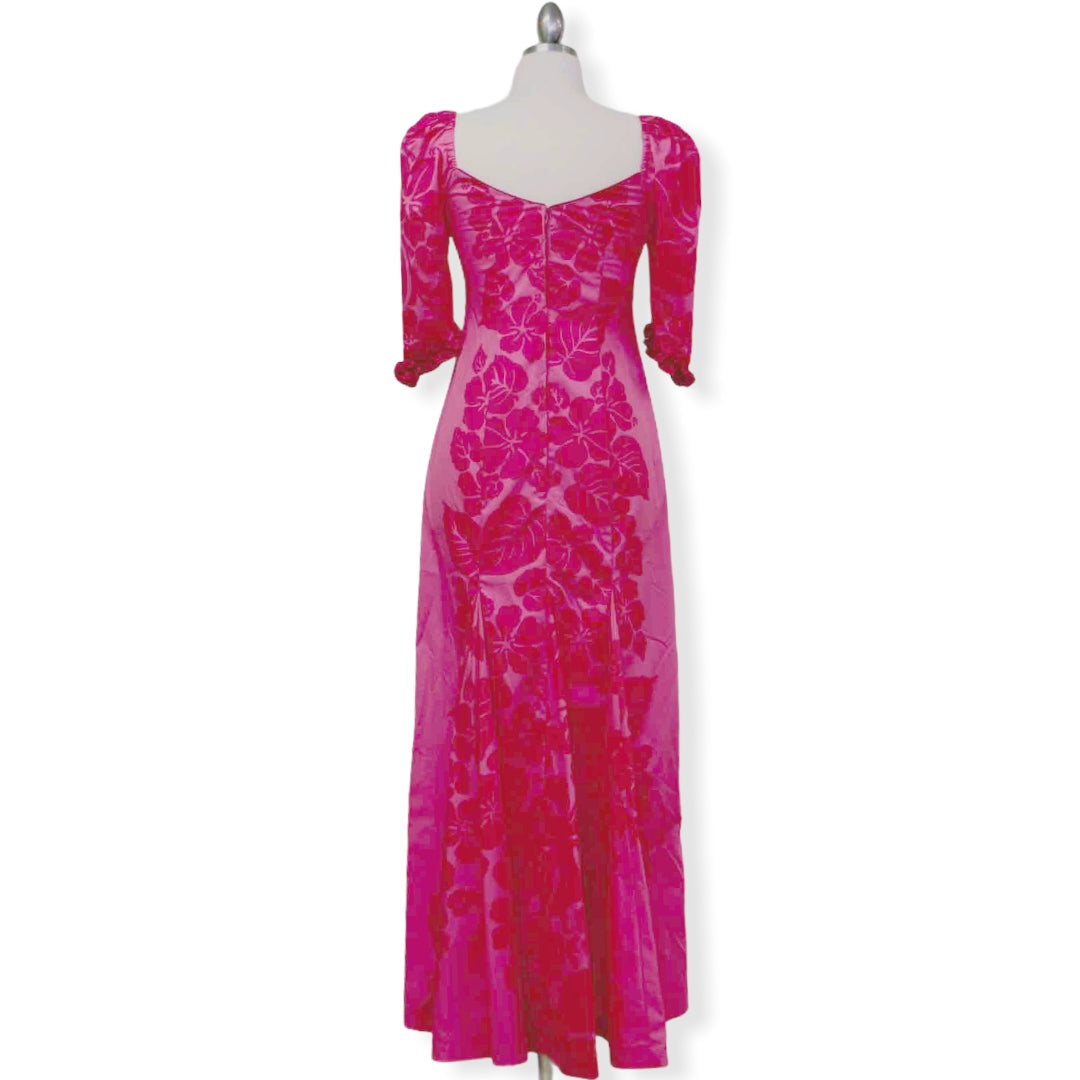 Passion Pink Hibiscus Print Hawaiian dress 2678 - 0