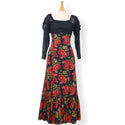 Victorian Style Black Lacey Long Sleeve Formal Hawaiian Dress