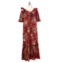 Floral Print Red Hawaiian Muumuu Dress | Red 8631-1