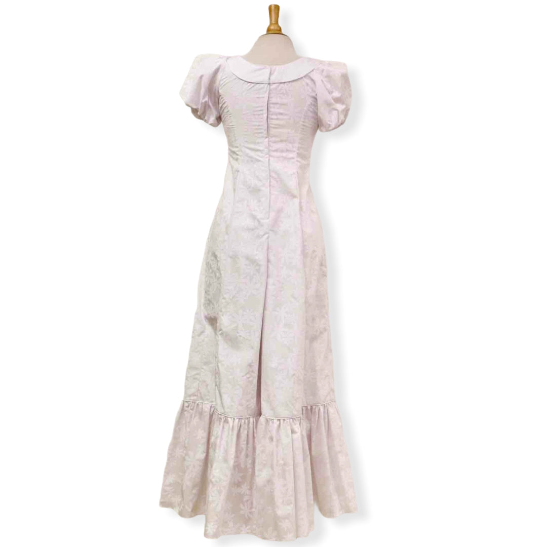 White Beach Wedding Dress with White Hawaiian Print
