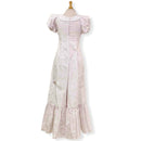 White Beach Wedding Dress with White Hawaiian Print | Crew Neck Puff Sleeve Tiare Flower print Hawaiian dress 992-2