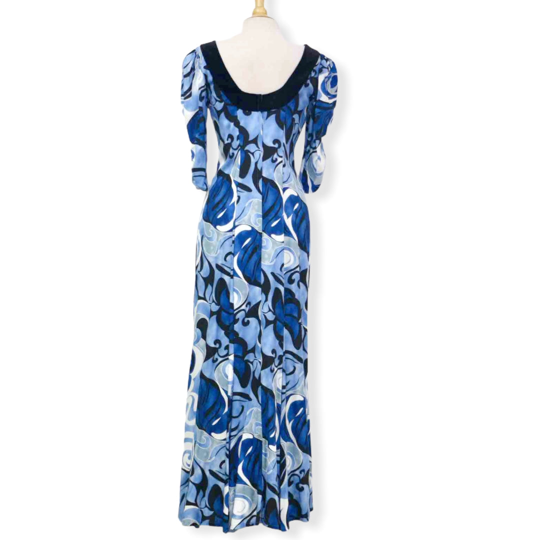 Wave Design Black and Blue Hawaiian Dress 9651 - 0