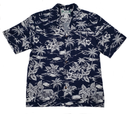 Hawaiian Scenery Vintage Feeling Aloha Shirt | Navy-2
