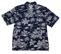 Hawaiian Scenery Vintage Feeling Aloha Shirt | Navy
