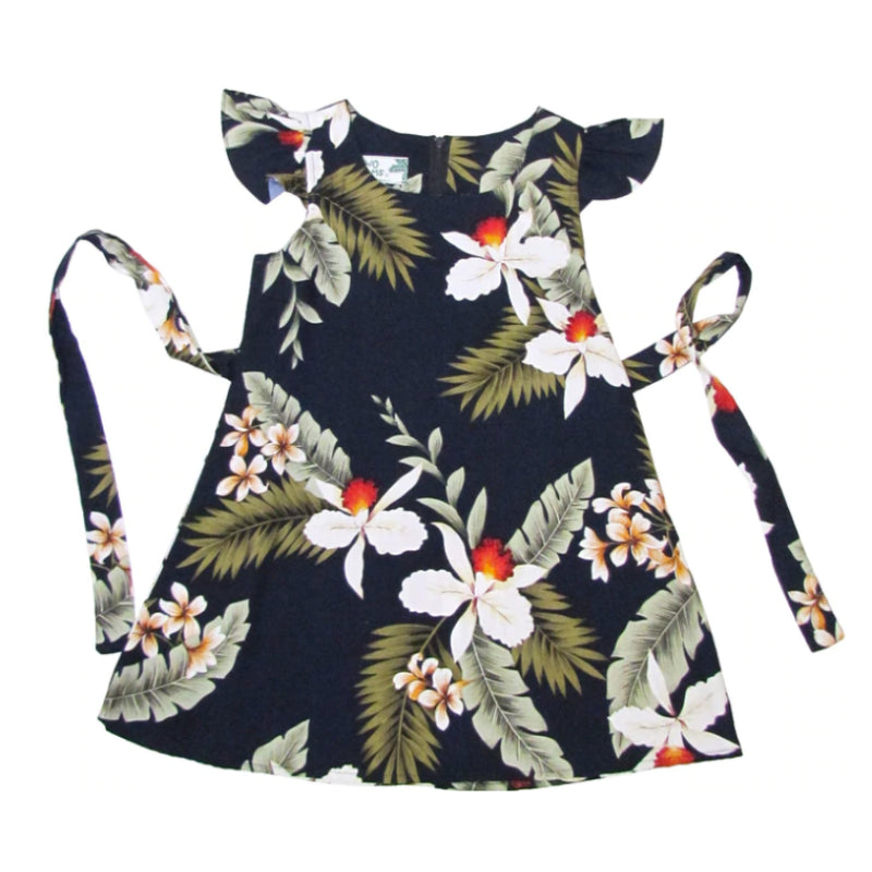 Orchid Print Girls Hawaiian Dress