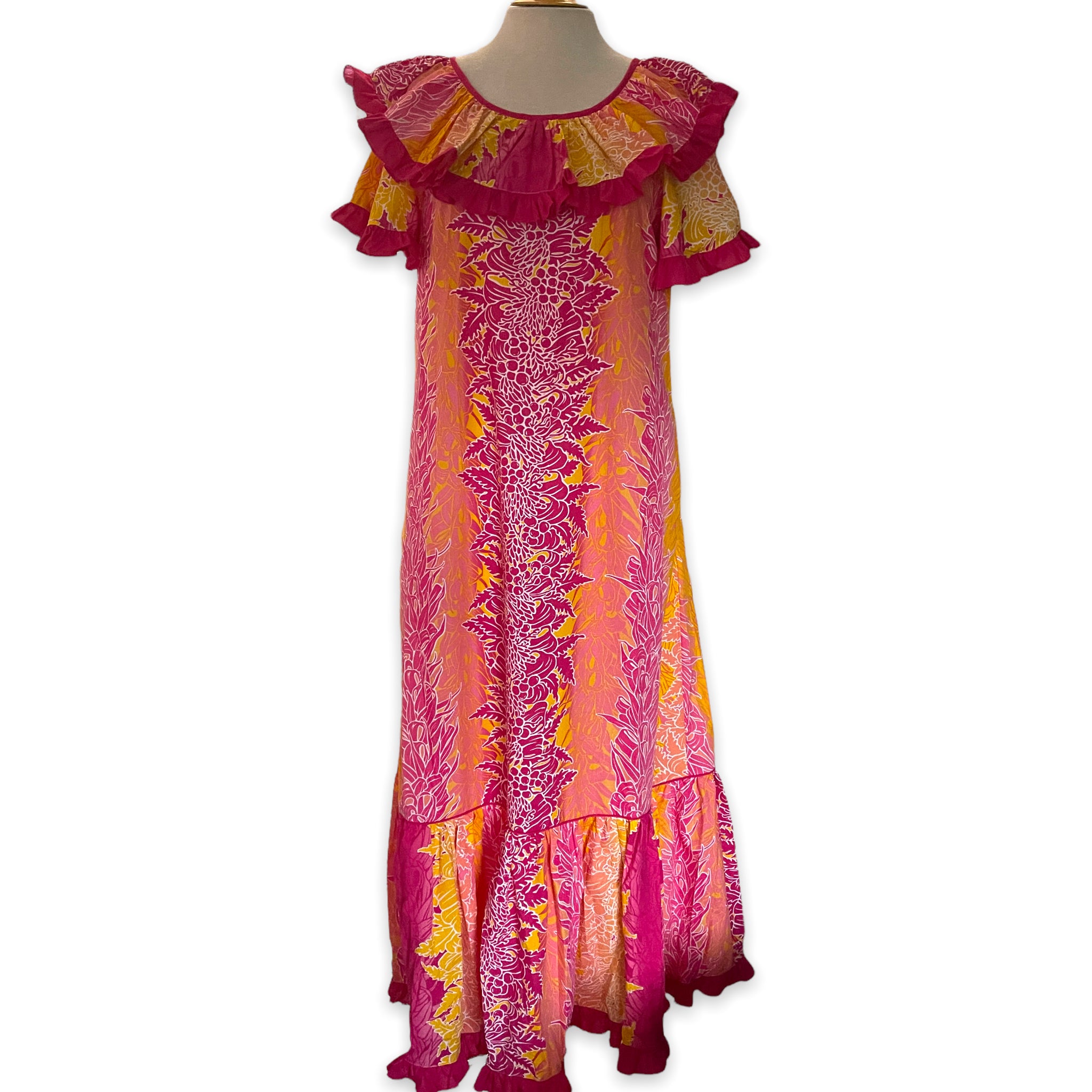 Tropical Lei Flowers Ombre Muumuu - Pink 7378