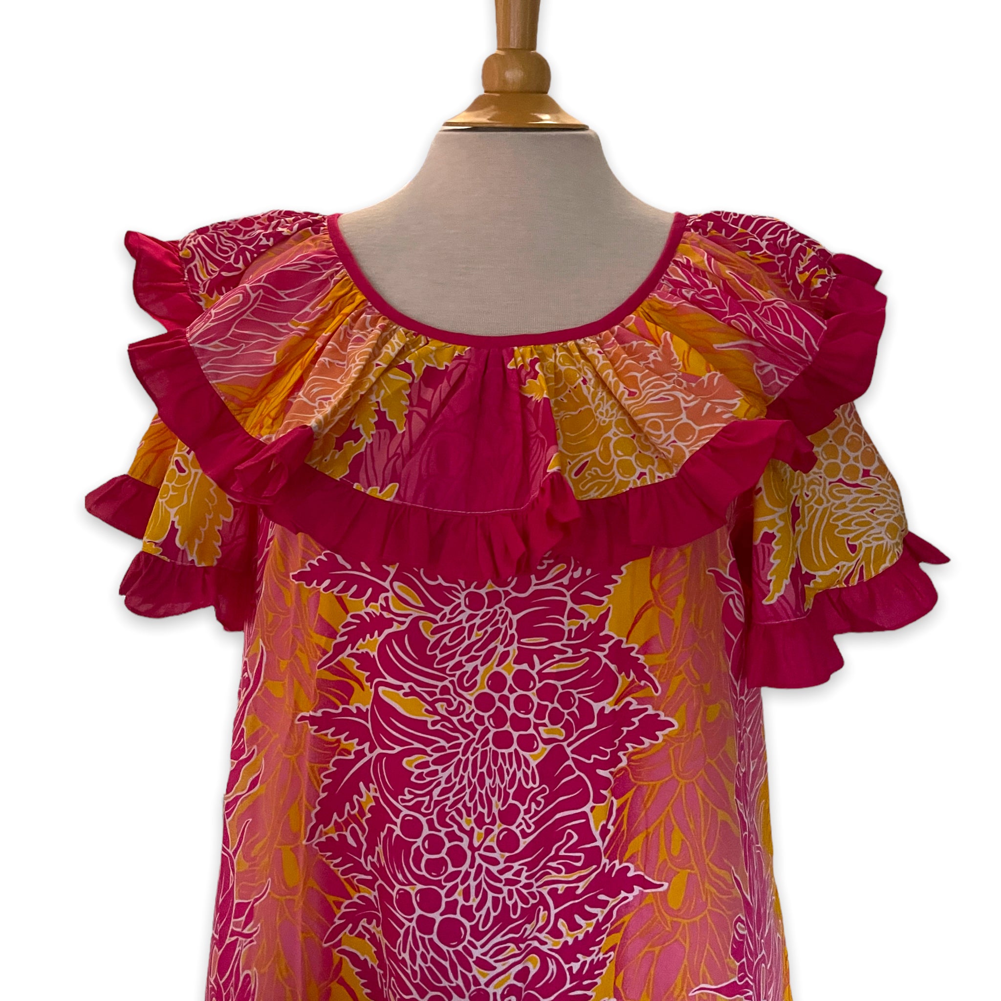 Tropical Lei Flowers Ombre Muumuu - Pink 7378