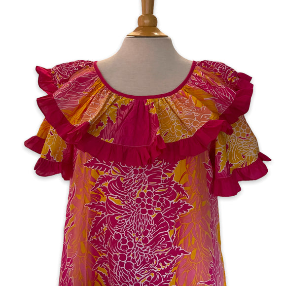 Tropical Lei Flowers Ombre Muumuu Pink