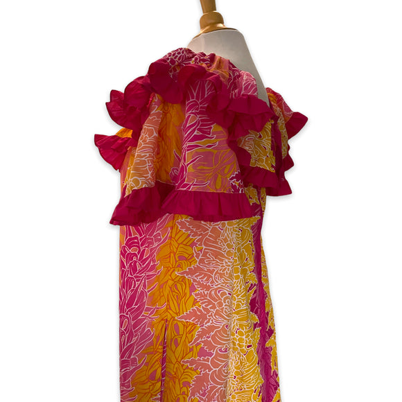 Tropical Lei Flowers Ombre Muumuu Pink